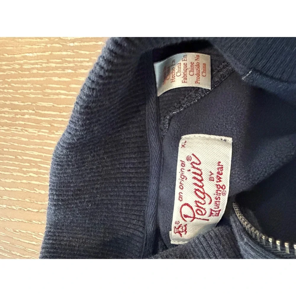 Penguin by Munsingwear Men's XL Navy Blue Full Zip Fleece Sweatshirt Jacket